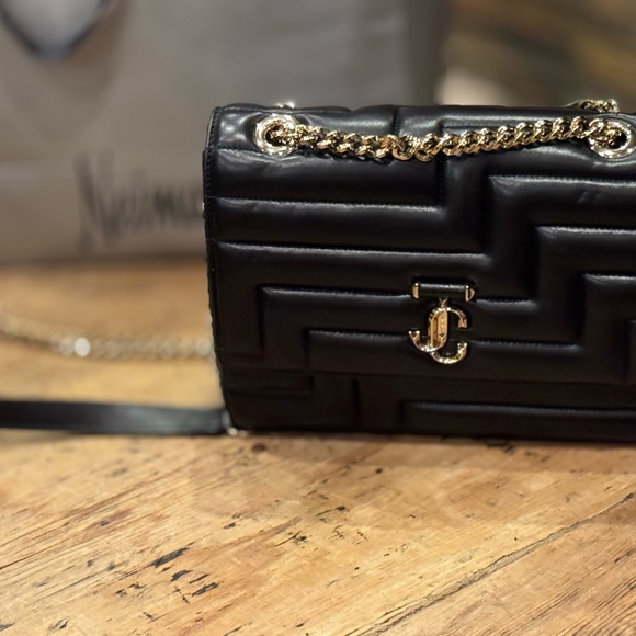 JIMMY CHOOSE Black Quilted Leather Shoulder Bag Authentic BRAND NEW! - Picture 1 of 9